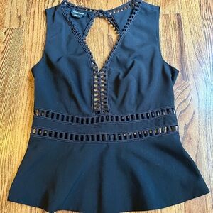Bebe Peplum Top with Cutouts